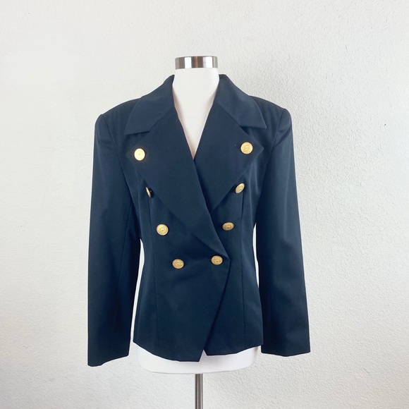 Bloomingdale's Jackets & Blazers - Vintage Bloomingdales Blazer Black Gold Button